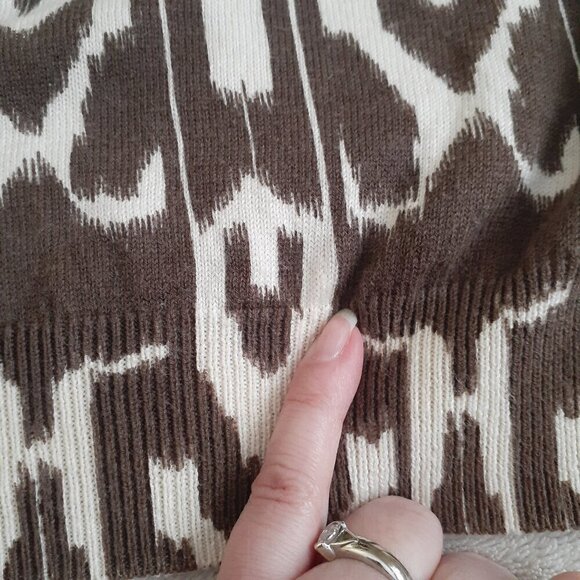 Talbots Women's Size 1X Brown Beige Ikat Pattern Cotton Silk Blend Cardigan - Picture 13 of 13